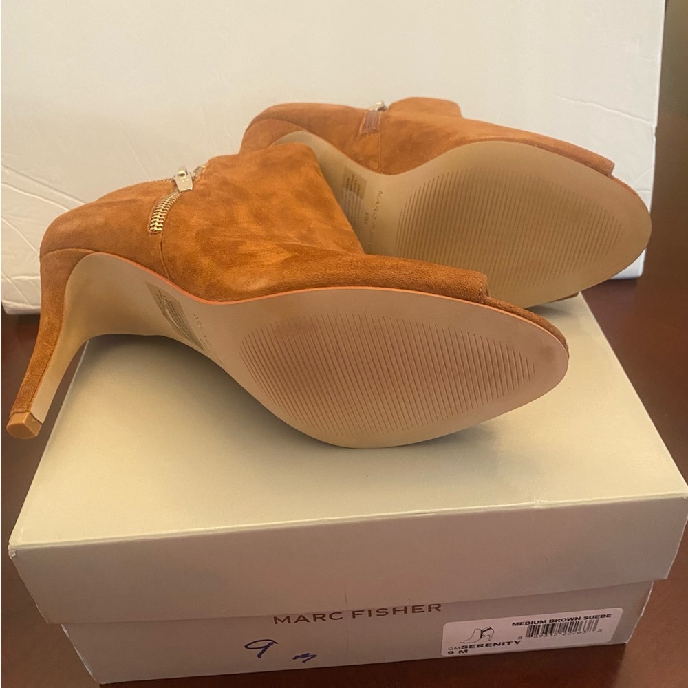 Marc Fisher Serenity Tan Heeled Ankle Boots - Picture 5 of 5
